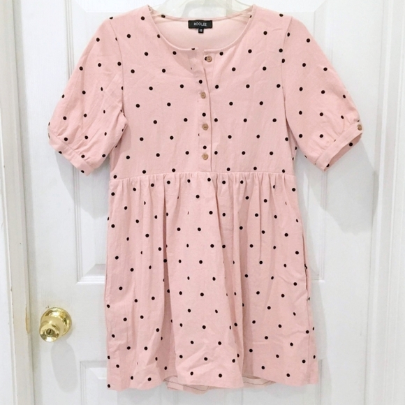 pink polka dot midi dress
